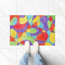 Rainbow Colors Handgezeichnetes Crayon Doodle Must Fußmatte
