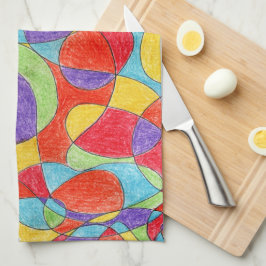 Rainbow Colors Handgezeichnetes Crayon Doodle Must Geschirrtuch