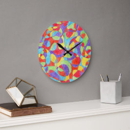 Rainbow Colors Handgezeichnetes Crayon Doodle Must Große Wanduhr