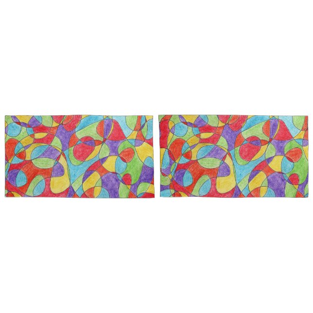 Rainbow Colors Handgezeichnetes Crayon Doodle Must Kissenbezug (Rückseite-Set)