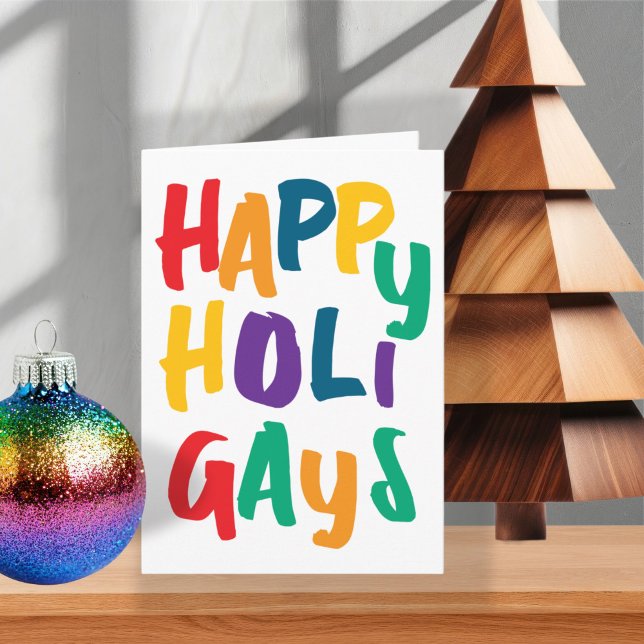 Rainbow Colors Happy Holigays Weihnachten (Rainbow Colors Happy Holigays Christmas Holiday Card by Ricaso. Fun bold Happy Holidays Gay Themed)