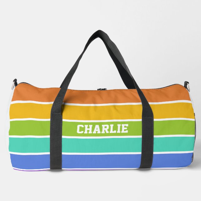 Rainbow Colors individuelle Name Duffle Bag (Vorderseite)
