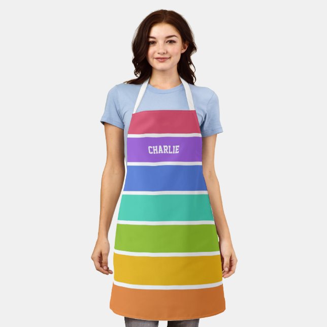Rainbow Colors individuelle Name Schürze (Getragen)