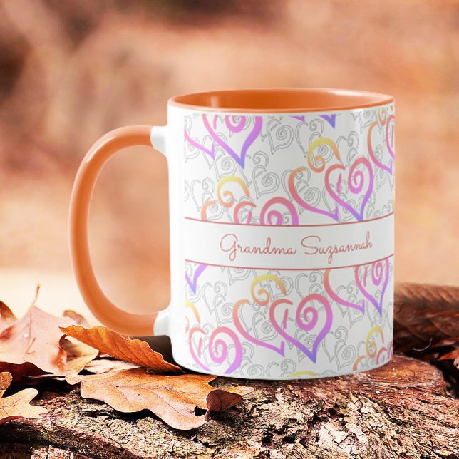 Rainbow Colors Linked Heart Artwork Custom Tasse (Von Creator hochgeladen)