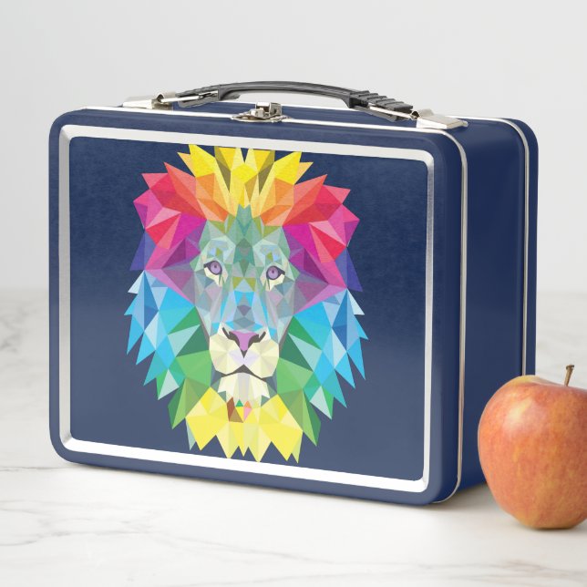 Rainbow Colors Lion Head auf Blue Metall Brotdose (Beispiel)