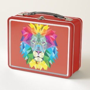 Rainbow Colors Lion Head Metall Brotdose