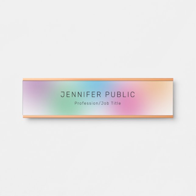 Rainbow Colors Modern Simple Template Rose Gold Türschild (Vorderseite )