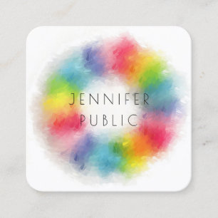Rainbow Colors Moderne Abstrakte Elegant-Vorlage Quadratische Visitenkarte