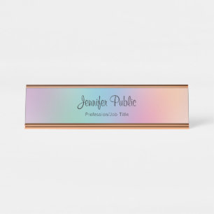 Rainbow Colors Moderne elegante Template Rose Gold Schreibtischnamensplakette