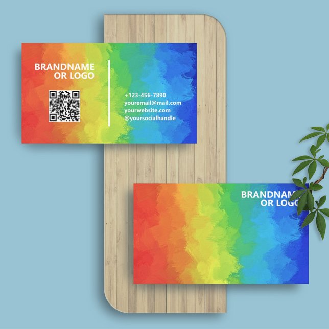 Rainbow Colors | Modernes Editierbares QR-Code LGB Visitenkarte (Von Creator hochgeladen)