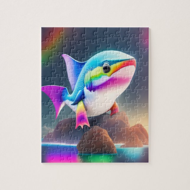 Rainbow Colors Niedlich Big Shark Puzzle (Vertikal)