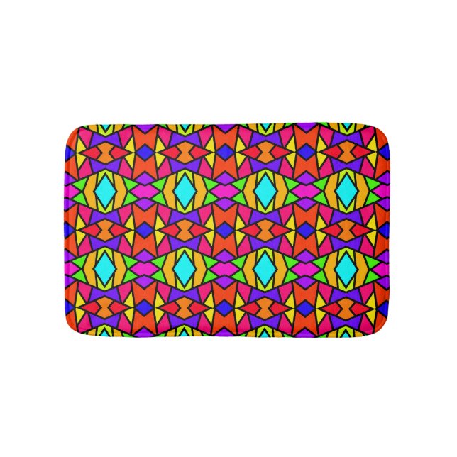 Rainbow Colors Patchwork Geometrisches Wiederholmu Badematte (Vorderseite)