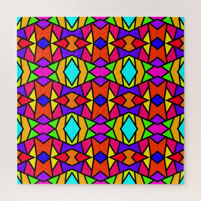 Rainbow Colors Patchwork Geometrisches Wiederholmu Puzzle (Vertikal)