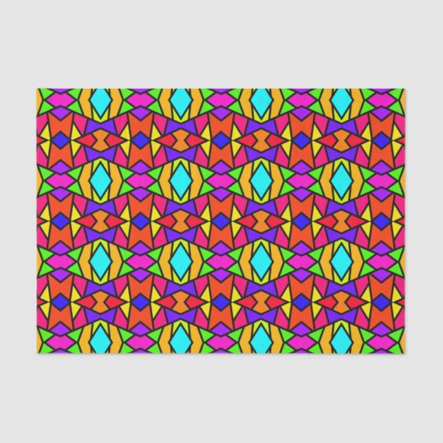 Rainbow Colors Patchwork Geometrisches Wiederholmu Seidenpapier (Vorderseite)