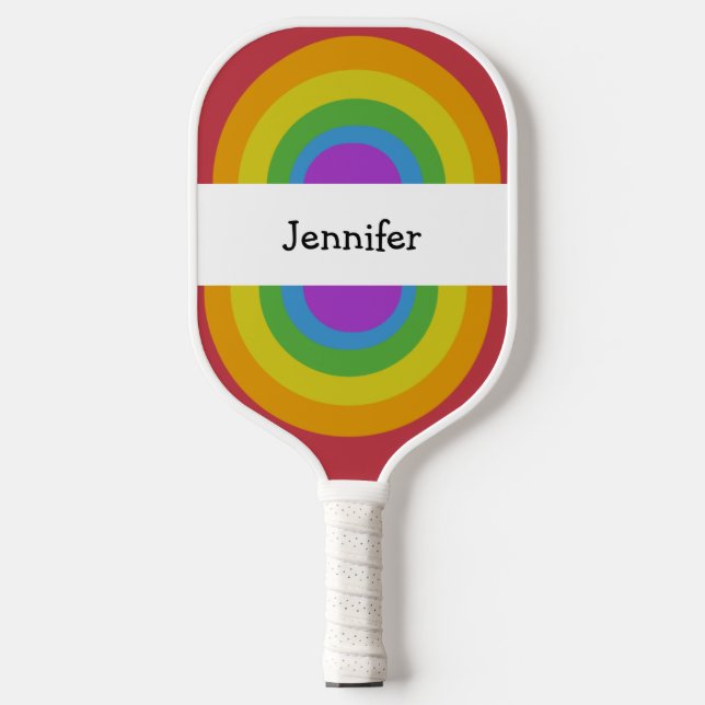 Rainbow Colors Personalisiert Pickleball Schläger (Vorderseite)