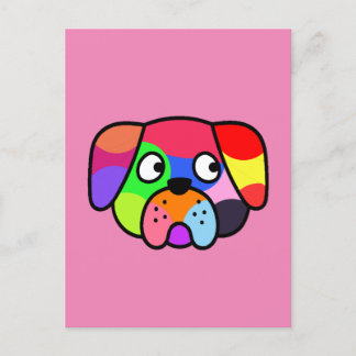 Rainbow Colors Pet Funny Colorful Doppy Puppy Postkarte