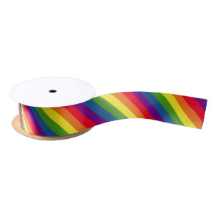 Rainbow Colors Pride Celebration Diagonale Streife Satinband