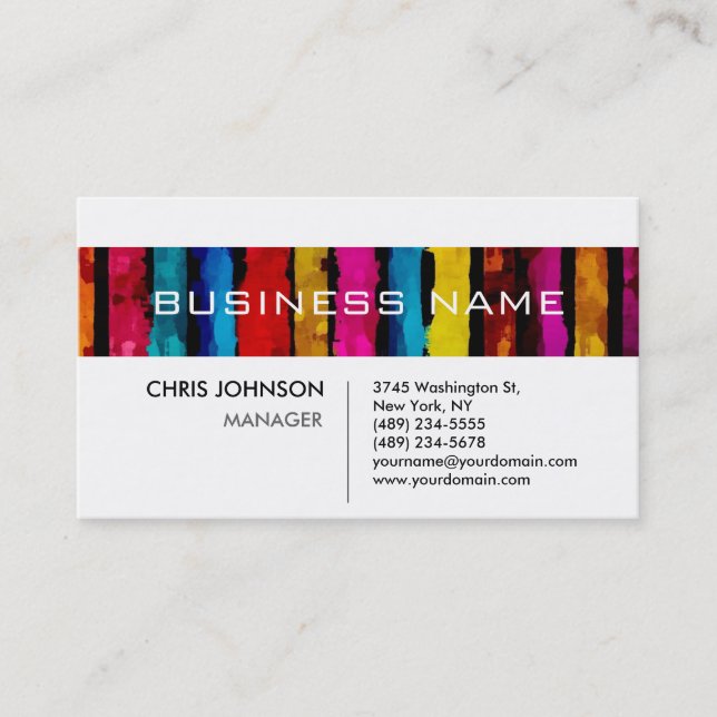 Rainbow Colors Schwarz-weiß Charming Business Card Visitenkarte (Vorderseite)