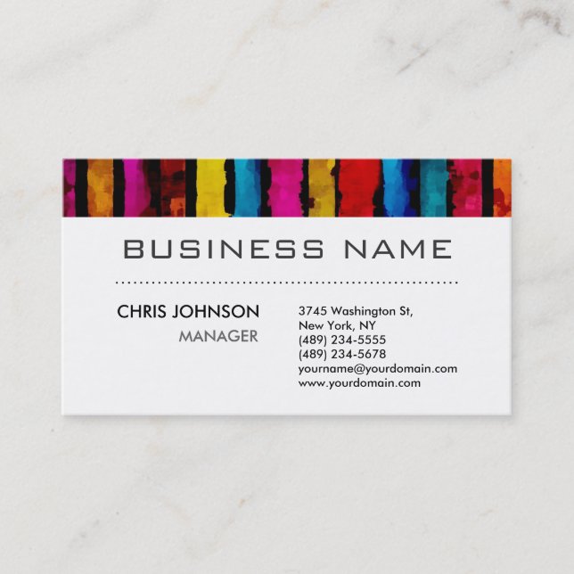 Rainbow Colors Schwarz-weiß Charming Business Card Visitenkarte (Vorderseite)