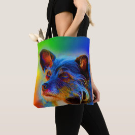 Rainbow Colors Terrier Mix Abstrakt Hunde Kunst