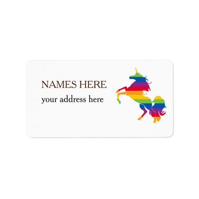 Rainbow Colors Unicoring Shipping Labels Adressaufkleber (Vorne)