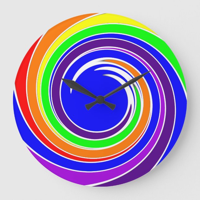 Rainbow Colors wall Clock Große Wanduhr (Vorderseite)