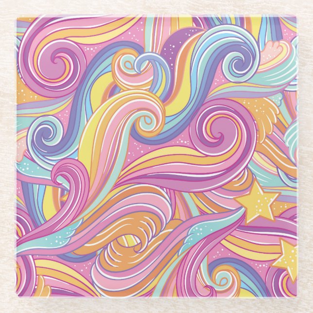 Rainbow Comet: Magical Dreamy Sky. Glasuntersetzer (Vorderseite)