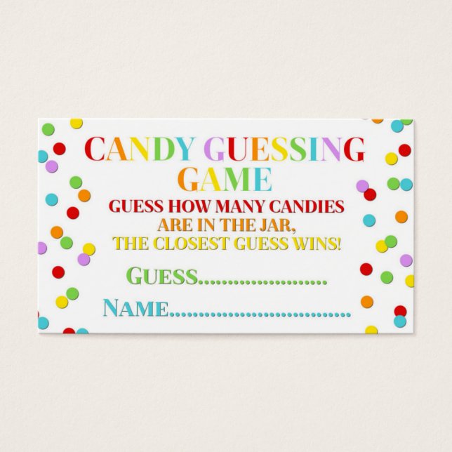 Rainbow Confetti Baby Shower Candy Guessing Game (Vorderseite)