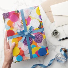 Rainbow Confetti Birthday Wrapping Paper Geschenkpapier