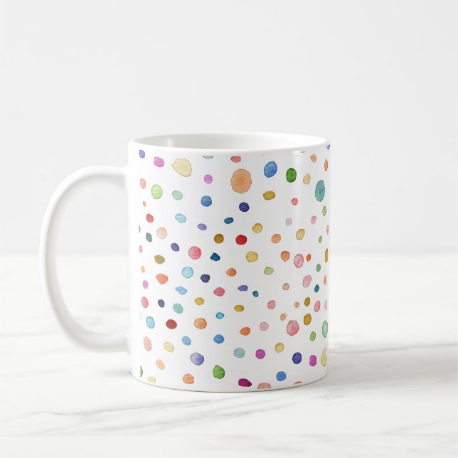 Rainbow Confetti Dots Tasse Wasserfarbmuster (Links)
