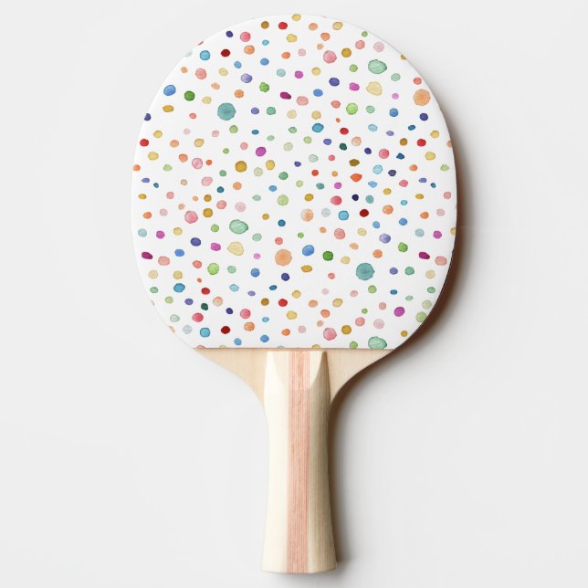 Rainbow Confetti Dots Wasserfarbe Ping Pong Paddle Tischtennis Schläger (Rückseite)