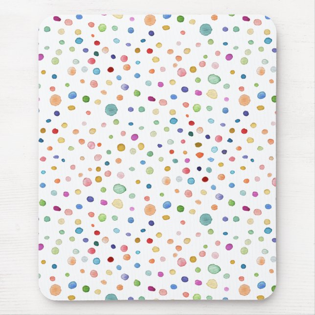 Rainbow Confetti Dots Wasserfarben Muster Mouse Pa Mousepad (Vorne)