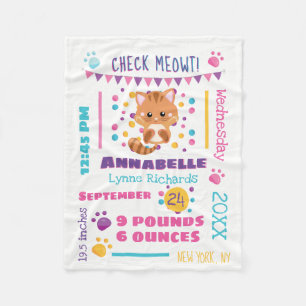 Rainbow Confetti Niedlich Kitty Cat Baby Birth Sta Fleecedecke