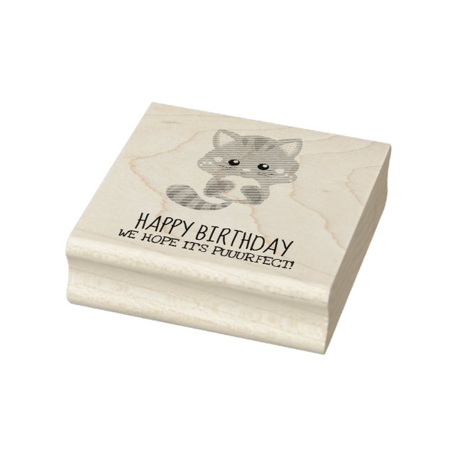 Rainbow Confetti Niedlich Kitty Cat Happy Birthday Gummistempel (Stempel)