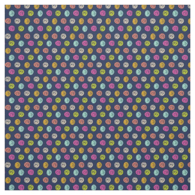 Rainbow Confetti Polka Dot Party on Navy Stoff (Muster)