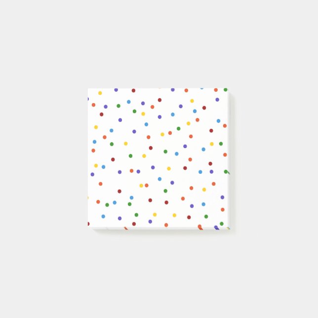 Rainbow Confetti Polka Dot Post-it Klebezettel (Vorderseite)