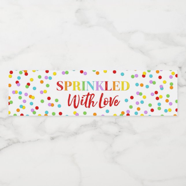 Rainbow Confetti Sprinkler mit Liebe Baby Sprinkle Wasserflaschenetikett (Einzelnes Label)