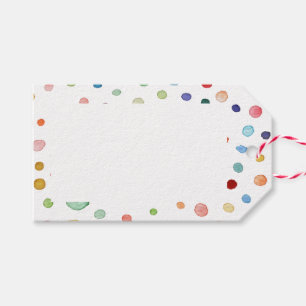 Rainbow Confetti Watercolor Dots Geschenk Tag Geschenkanhänger