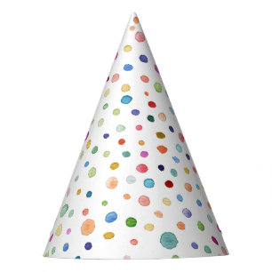 Rainbow Confetti Watercolor Dots Party Hat Partyhütchen
