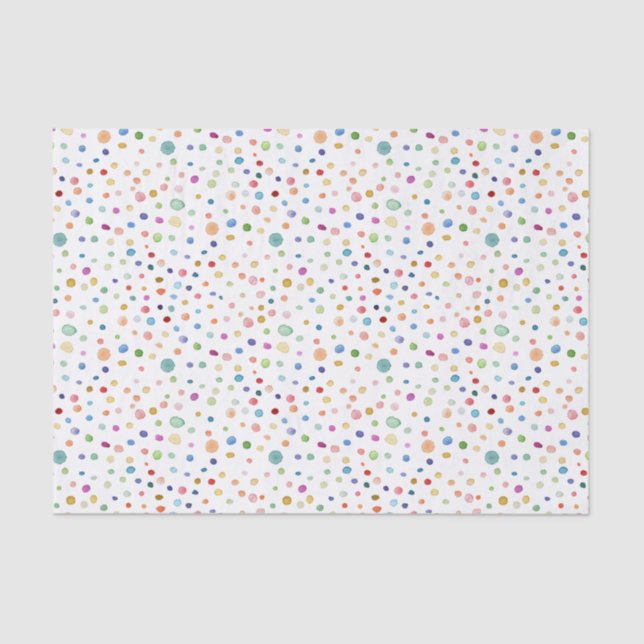 Rainbow Confetti Watercolor Dots Tissue Seidenpapier (Vorderseite)