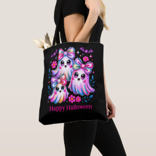 Rainbow Coquette Ghosts Hot Pink Happy Halloween