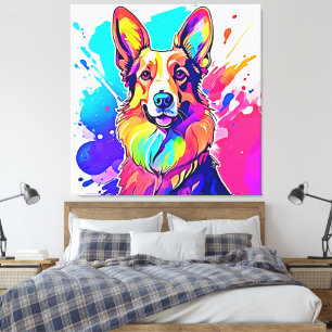 Rainbow Corgi: Pop Art Puppy Joy Leinwanddruck
