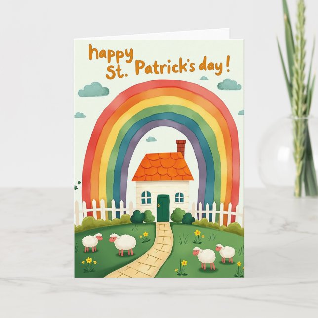 Rainbow Cottage St Patricks Day Card Karte (Vorderseite)