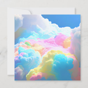 Rainbow Cotton Candy Clouds Classic Einladung