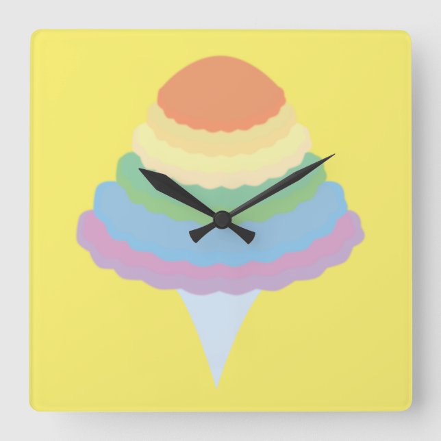 Rainbow Cotton Candy  Quadratische Wanduhr (Vorderseite)