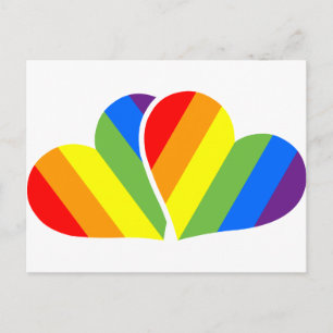 Rainbow Couple Hearts Lover Postkarte
