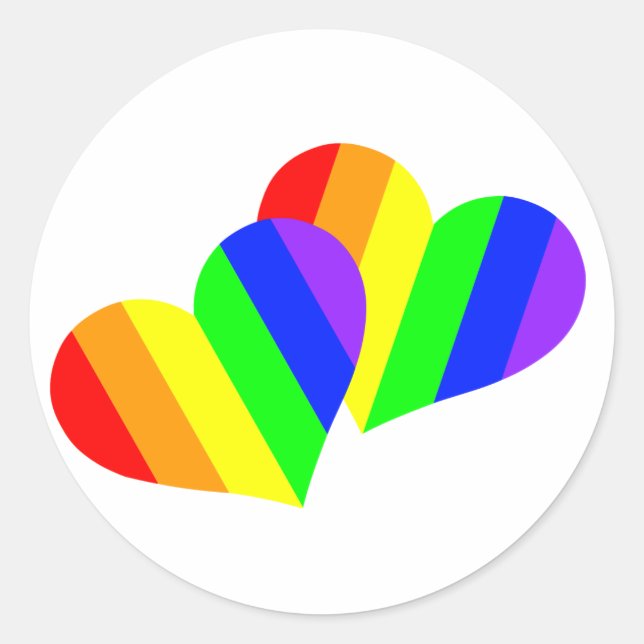 Rainbow Couple Hearts Runder Aufkleber (Vorderseite)