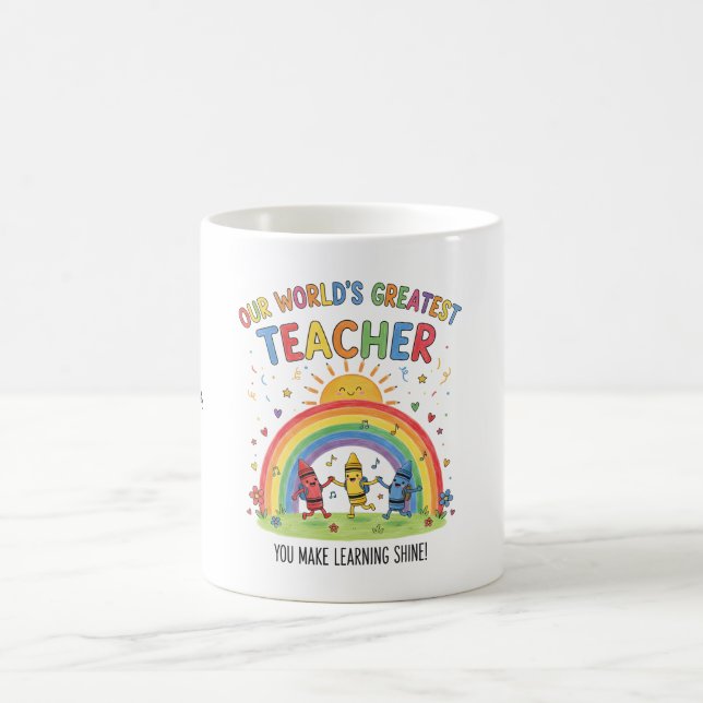 Rainbow Crayon Sun Worlds Greatest Teacher Kaffeetasse (Mittel)