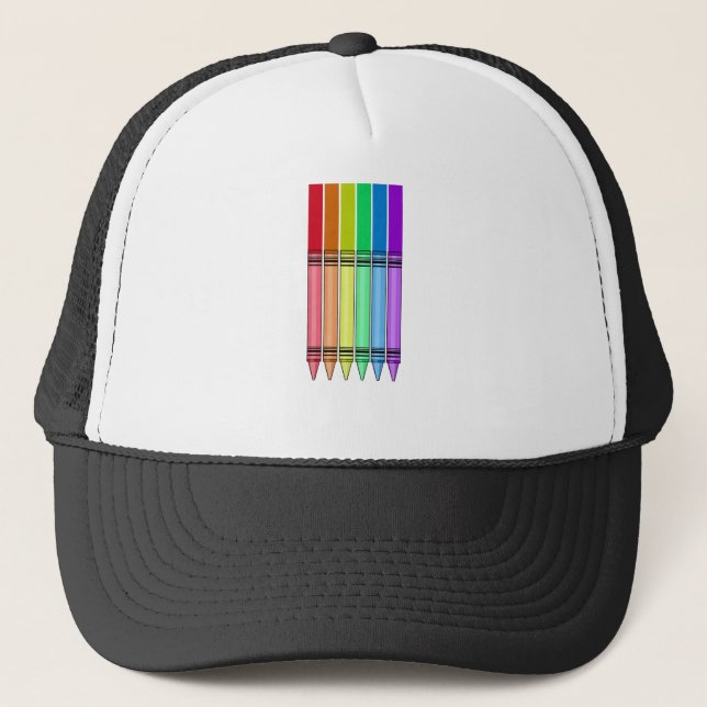 Rainbow Crayon Truckerkappe (Vorderseite)