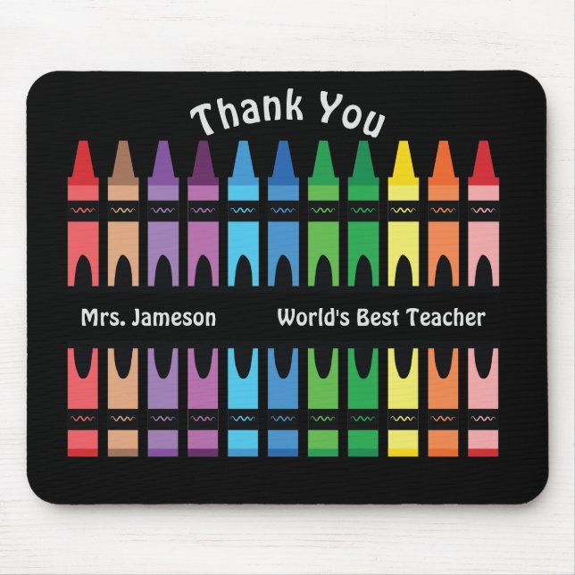Rainbow Crayon von der Black Colorful World Mousepad (Vorne)